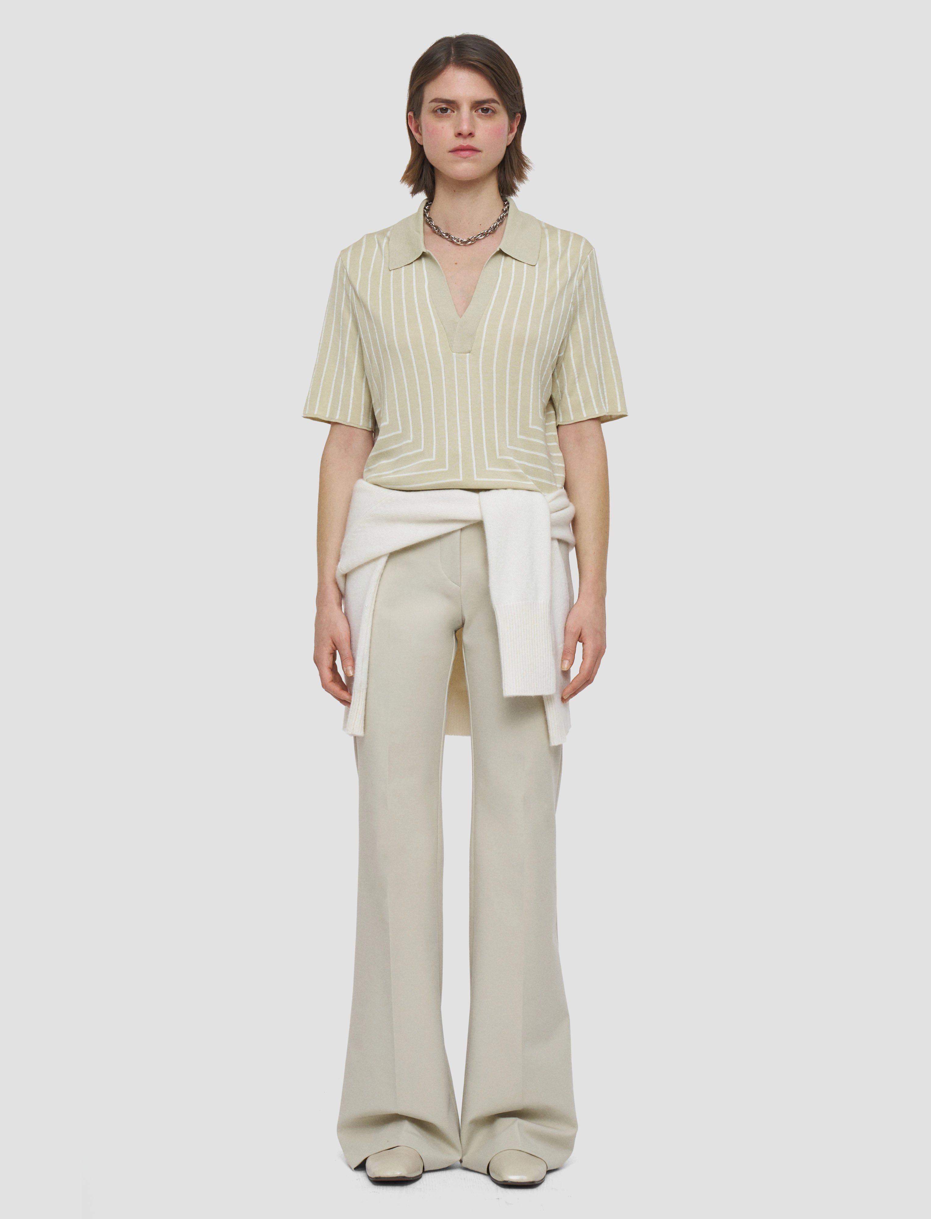 Geometric Jacquard Silk Blend Top Lightweight Fabric EcoCertified Wool Blend