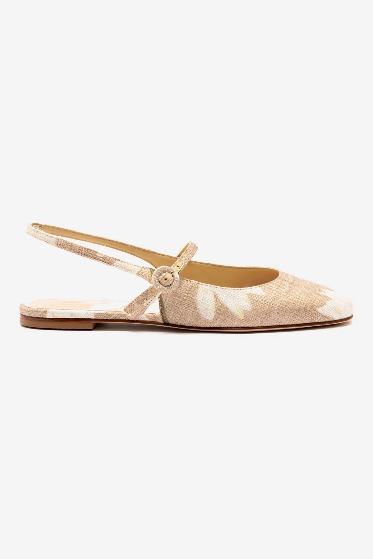 Georgina Ballet Flat In Beige Printed Raffia Anti Odor Technology Relaxed Comfort