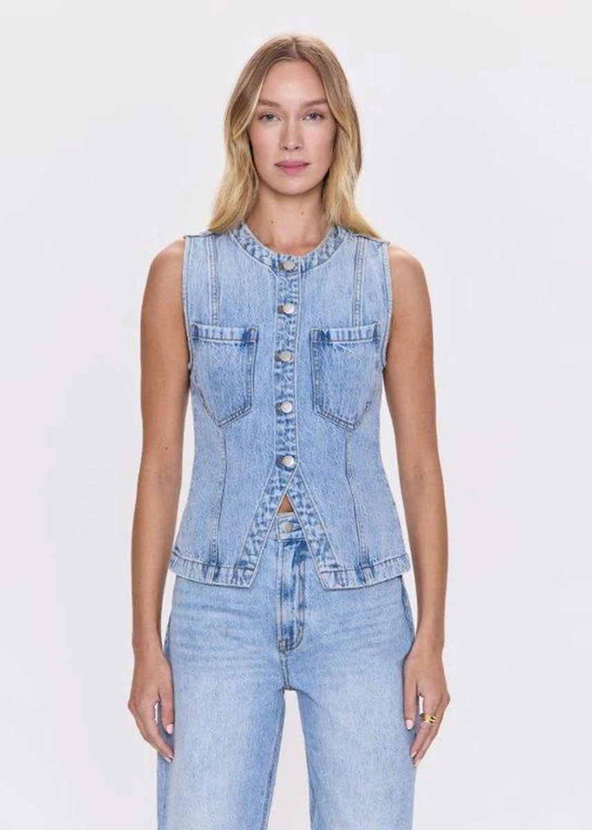 Gia Fitted Collarless Vest - Gaze Active Tee