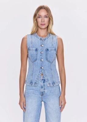 Gia Fitted Collarless Vest - Gaze Active Tee