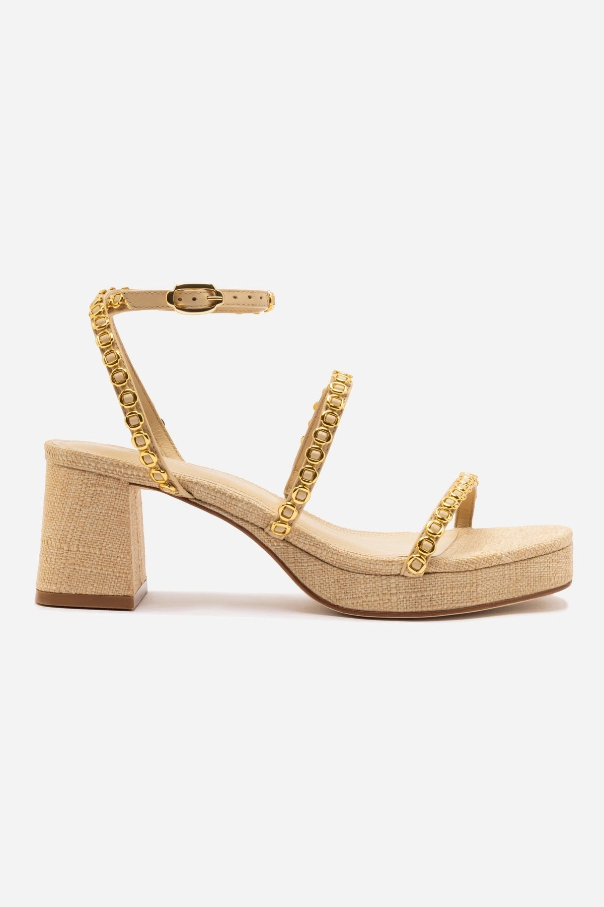Gio Milanina Sandal In Beige Raffia Soft Tech Foam Double Layer Strap Reinforcement