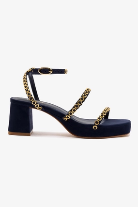 Gio Milanina Sandal In Navy Suede Anti Slip Pattern