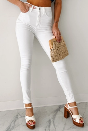 Giovanni High Rise Judy Blue Skinny Jeans (White) Breathable Brunch Outfit Thermal Regulating Fabric