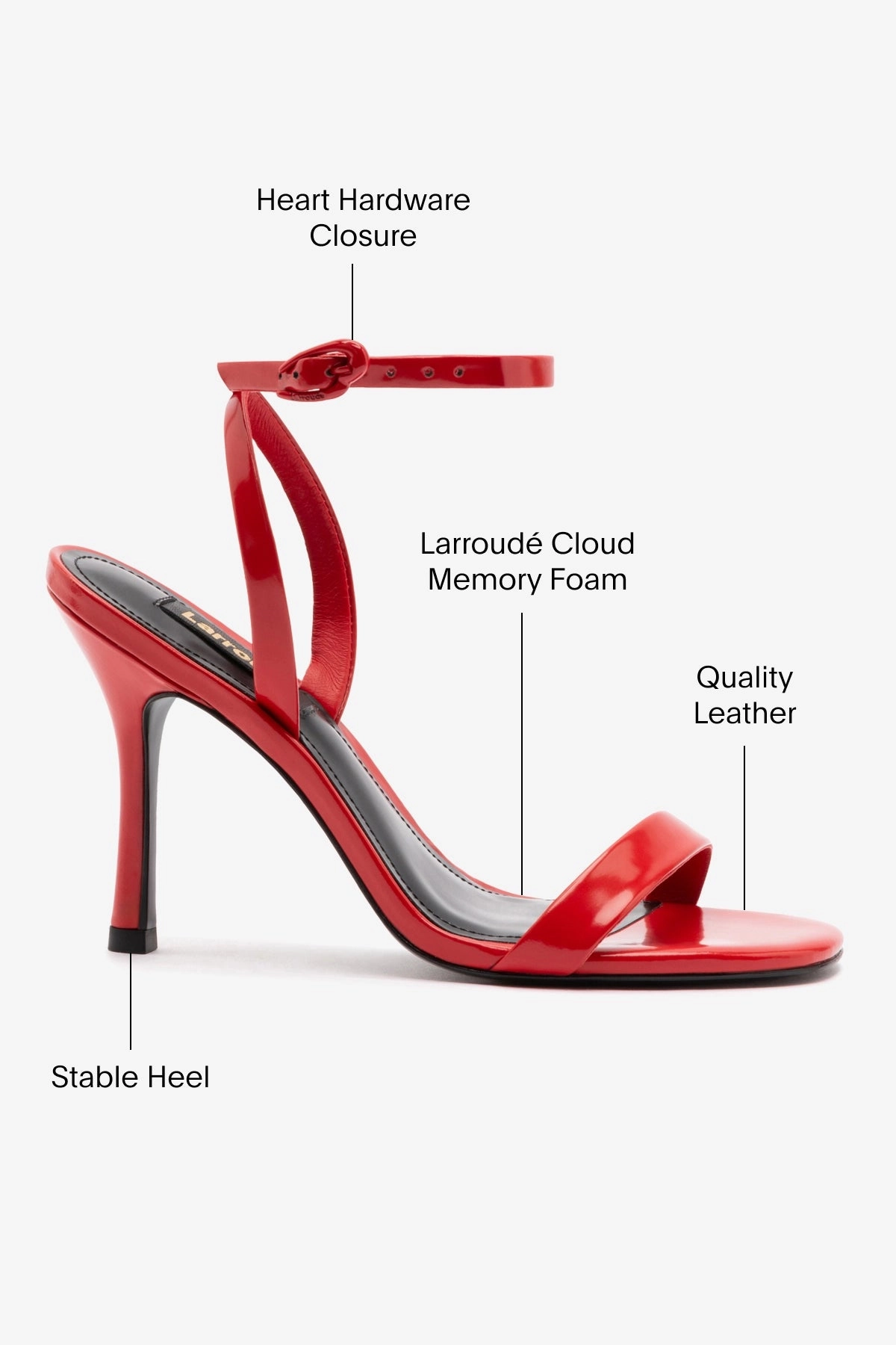 Ankle Strap Fast Slide Veronina Sandal In Scarlet Patent Leather