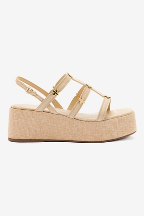 Harmony Flatform Sandal In Beige Raffia Comfortable fit