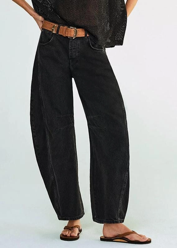 Stretch Panel Wrinkle-Resistant Good Luck Mid Rise Barrel Jeans - Soundwave