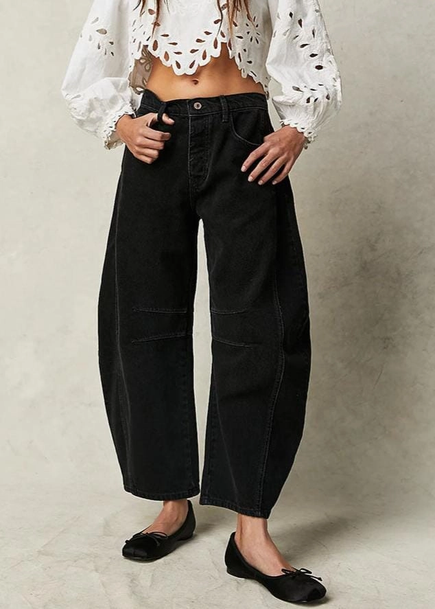 Good Luck Mid Rise Barrel Jeans - Soundwave Flexible Comfort Wear