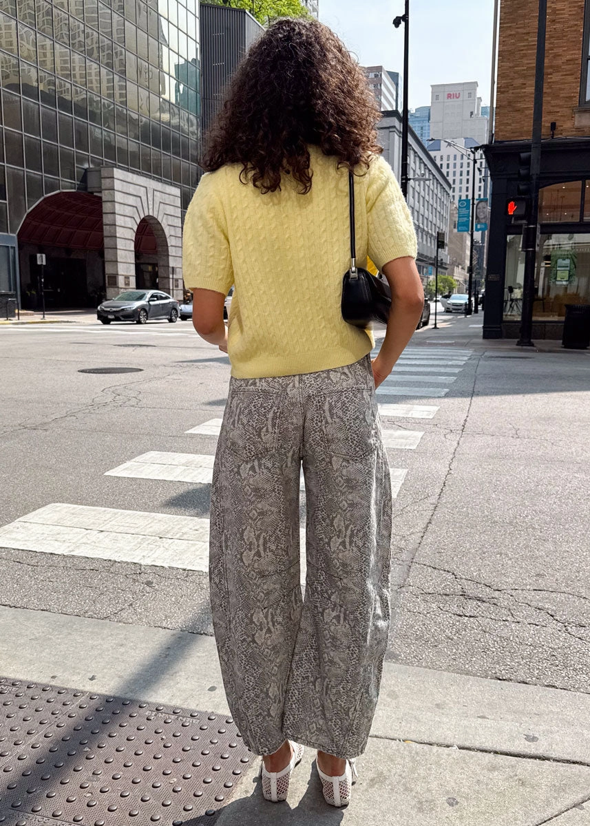 Good Luck Mid Rise Printed Barrel Jeans - Snake Combo Active Flex Four Way Stretch