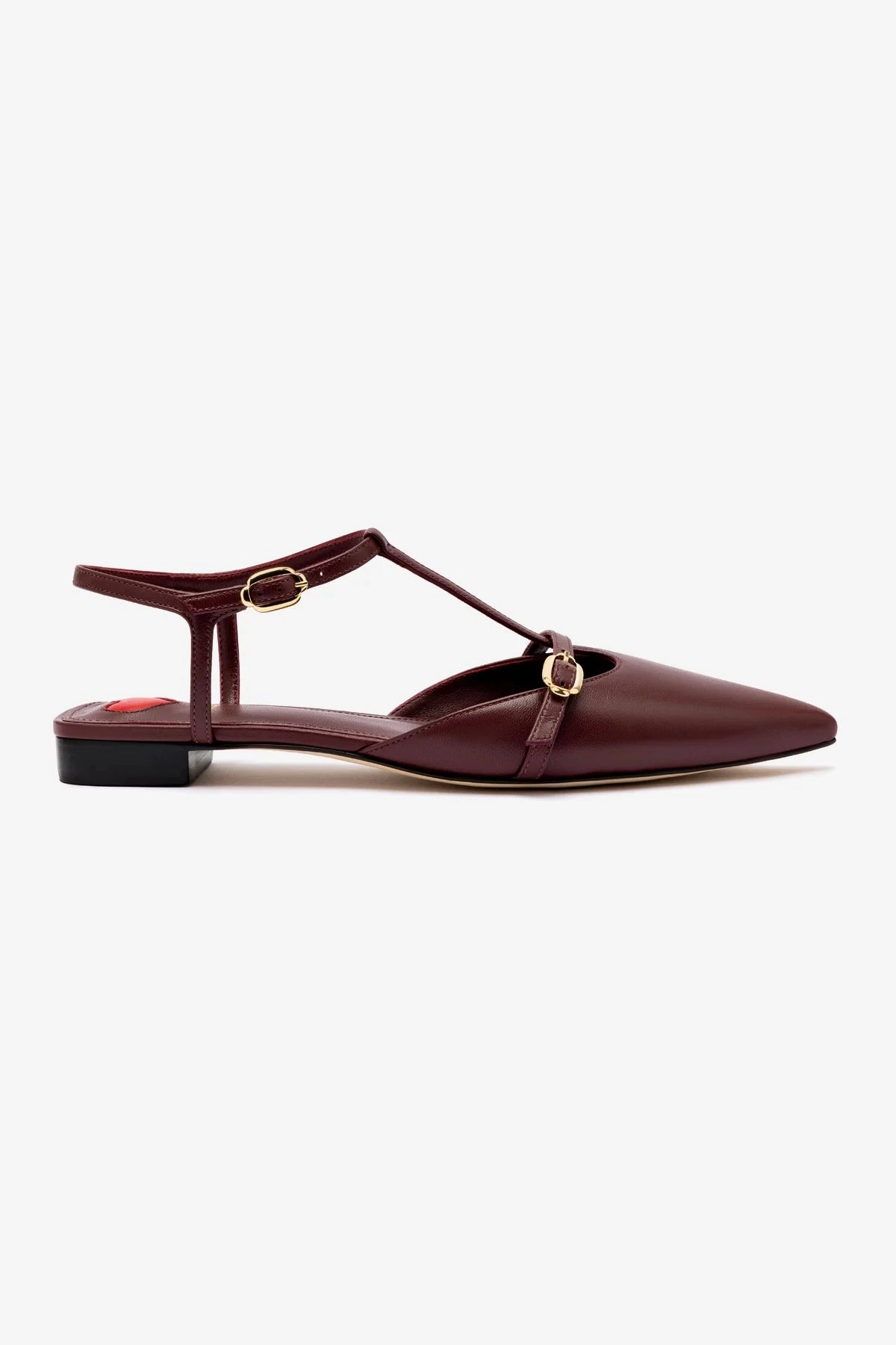 Comfortable Soles Energy Lift Grace Flat In Burgundy Leather