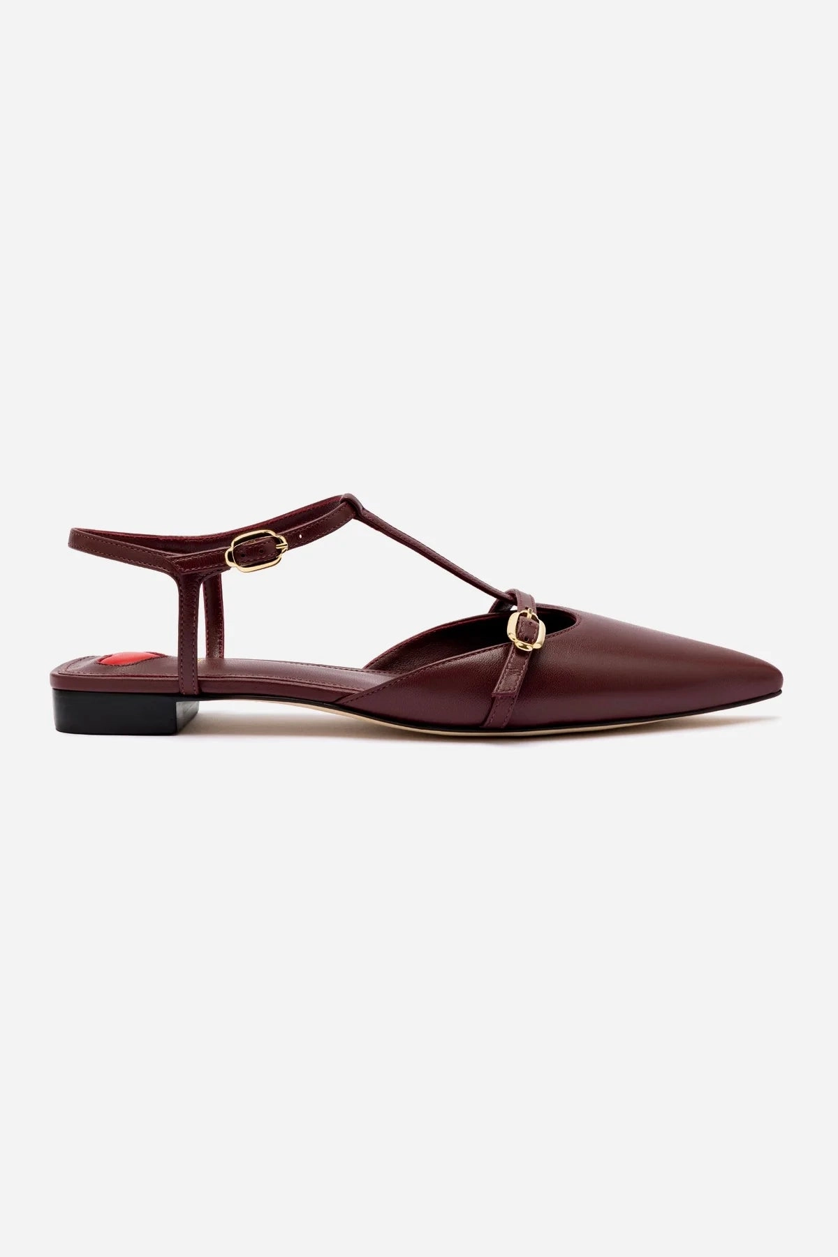 Pot Lane Stylish Appearance Grace Flat In Burgundy Leather