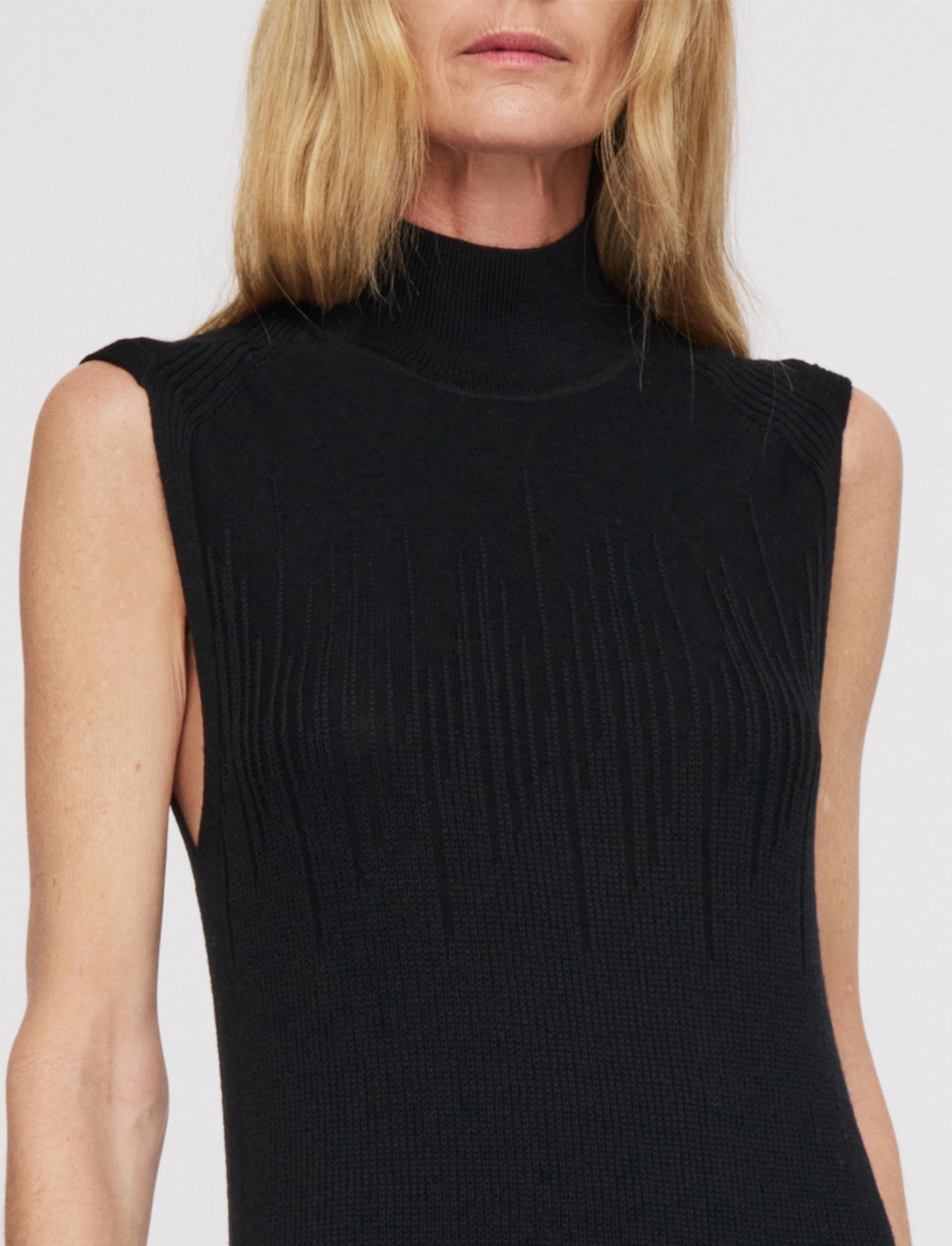 Gradient Stitch High Neck Dress MicrofiberBlend Texture Layered HeatTrap Stitching