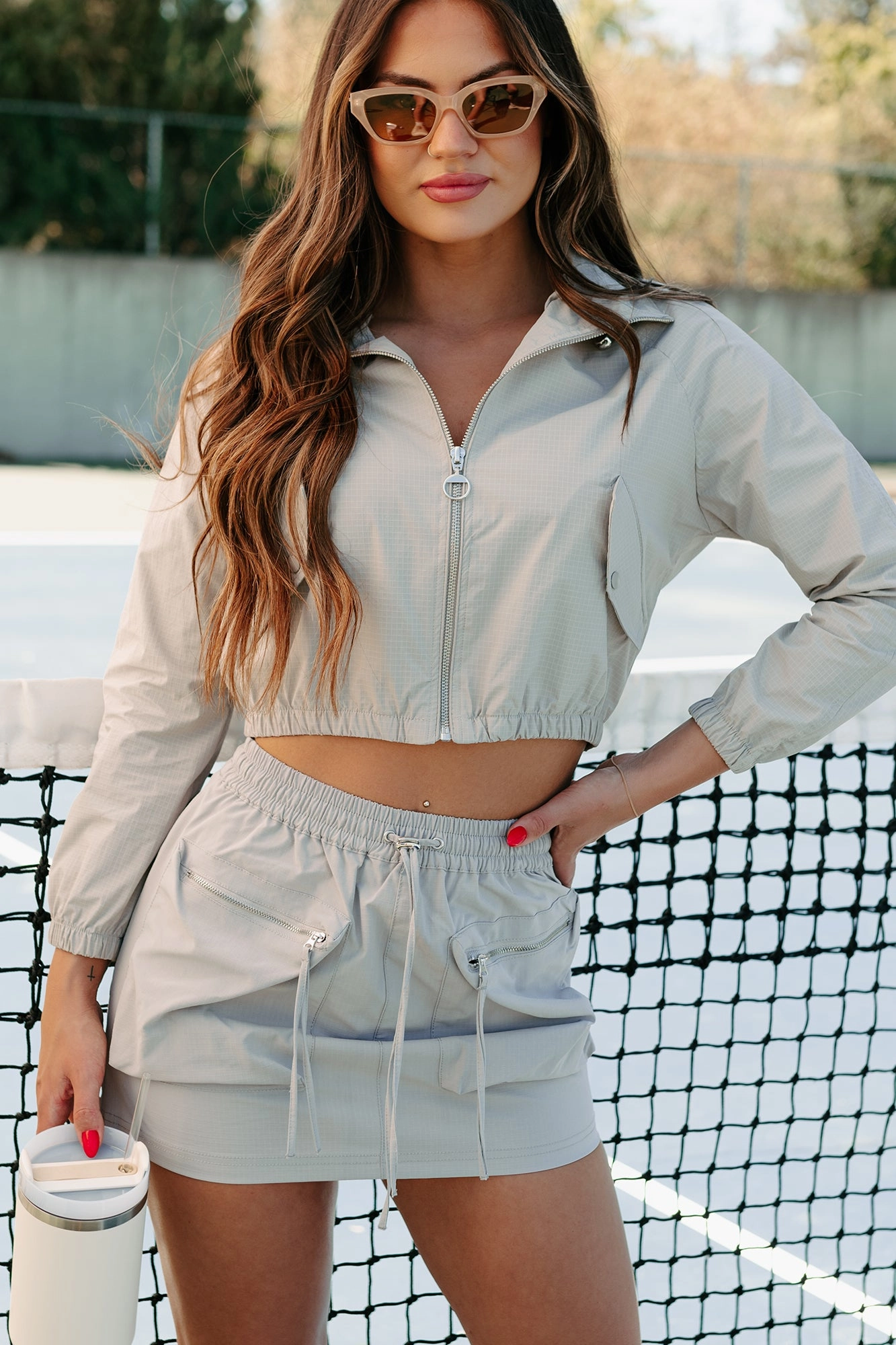 Grateful Nature Nylon Crop Jacket (Greystone) Fashionable Style