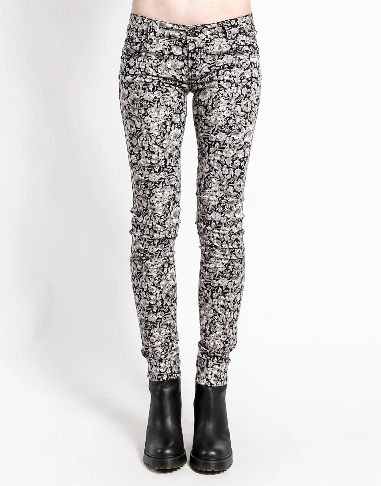 Layered Look Sleek Design GREY SHADOW FLOWER SKINNY