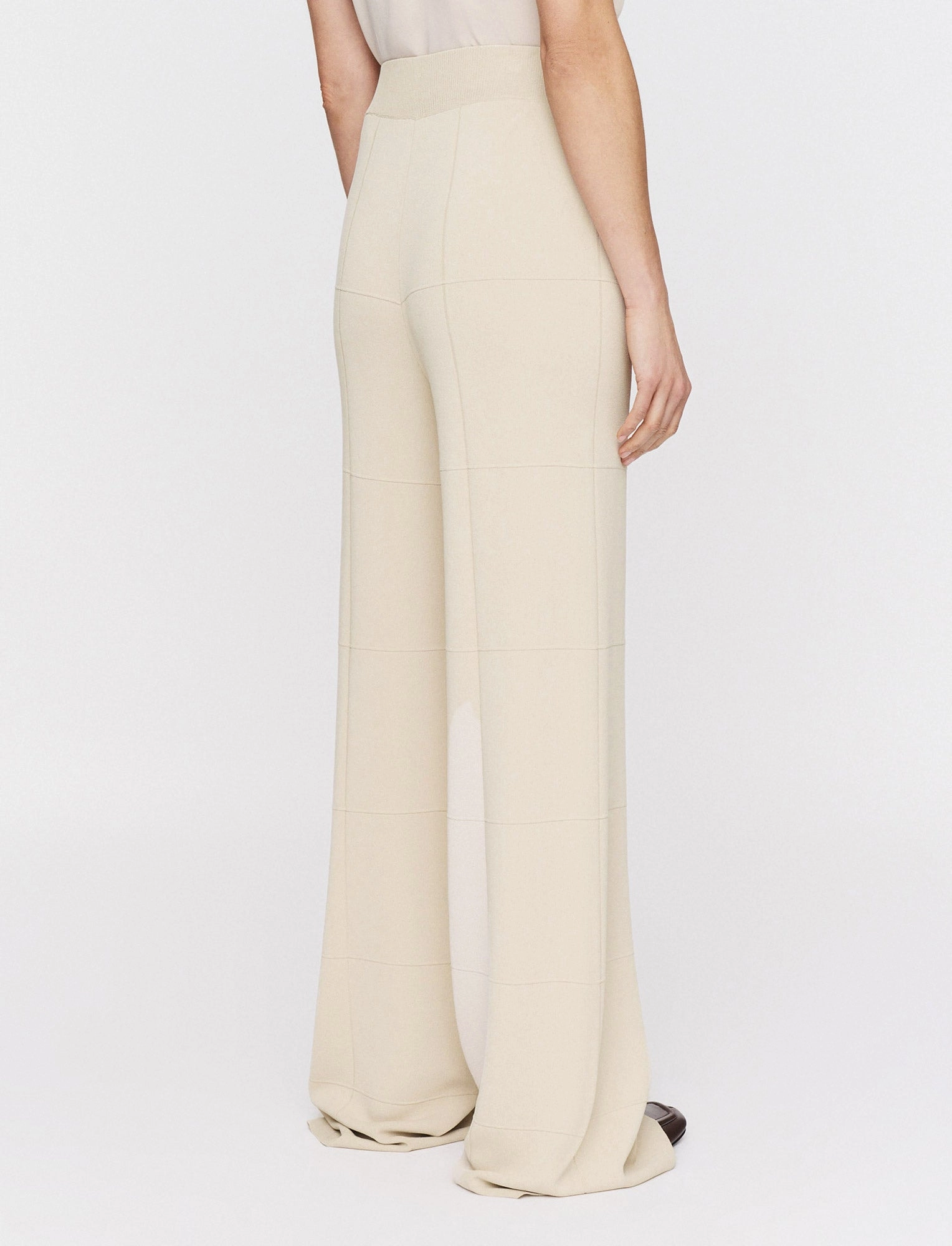 Layered Edging Grid Viscose Knitted Trousers