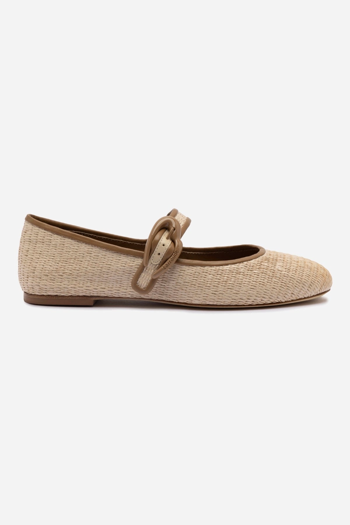 Stretch Fit Footwear Mom Pick Verona Ballet Flat In Natural Raffia and Hazelnut Trimming
