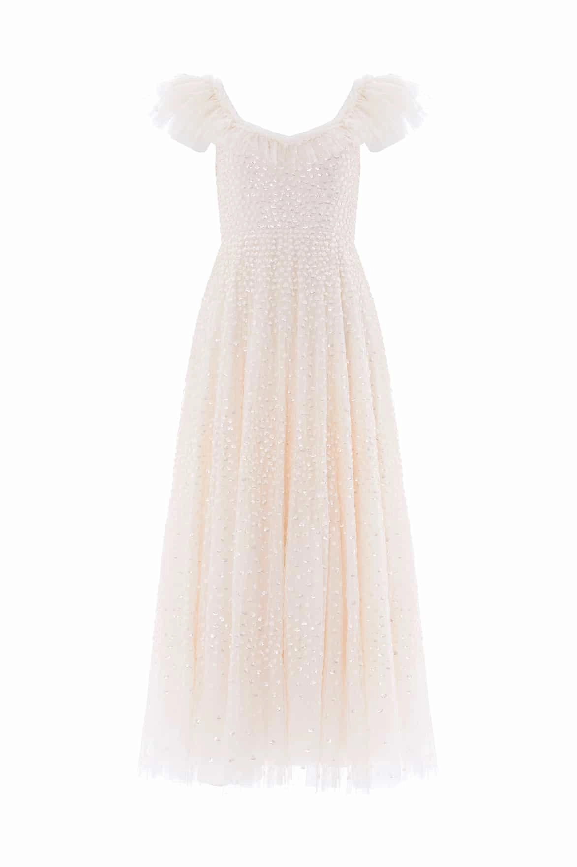 Scatter Dot Ruffle Ankle Gown Fit Easy Natural Light