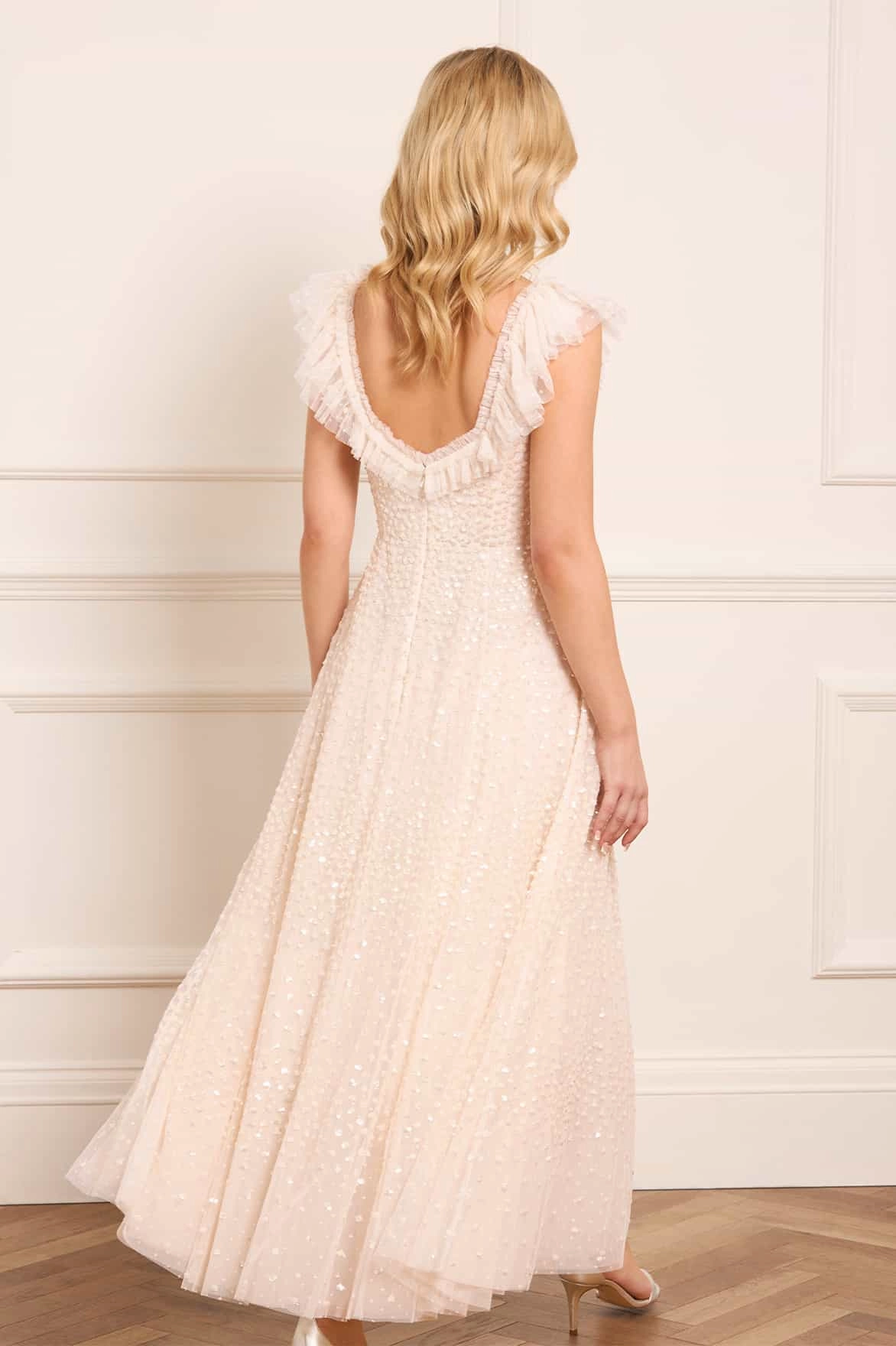 Scatter Dot Ruffle Ankle Gown Easy Movement