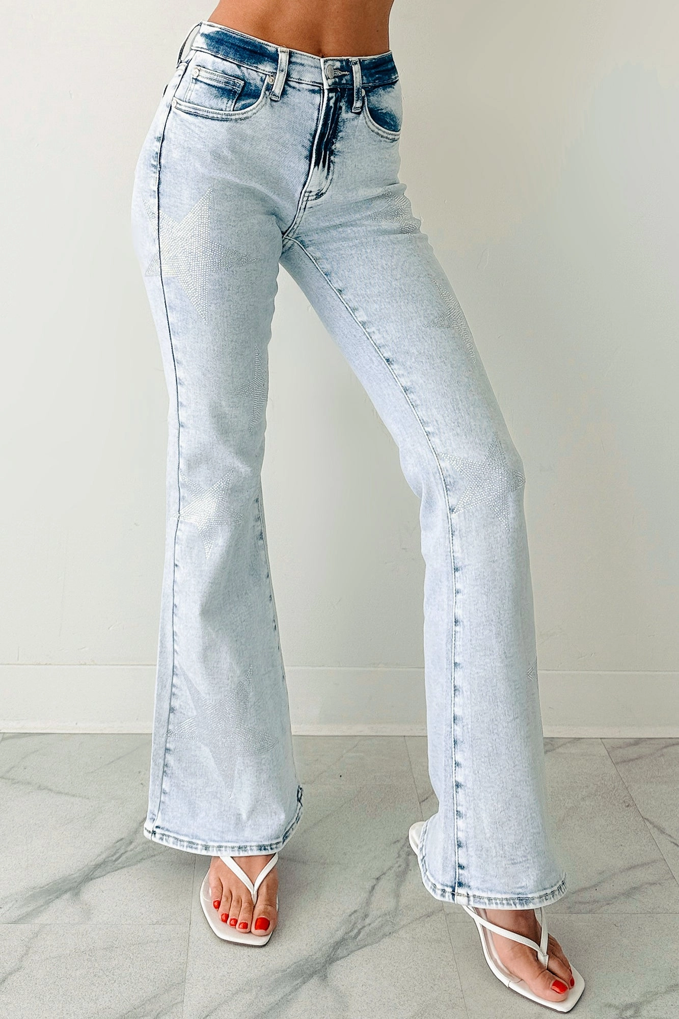 Gwen Tummy Control Saige Flare Star Jeans (Light) Double Layered Knees Effortless Layer