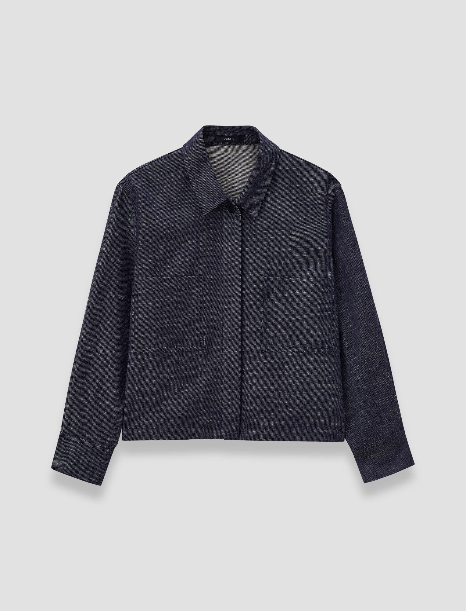 Satia Sartorial Denim Shirt High Collar Style