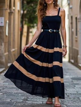 Stay Cool HALTER HALTER LONG DRESS WITH BELT