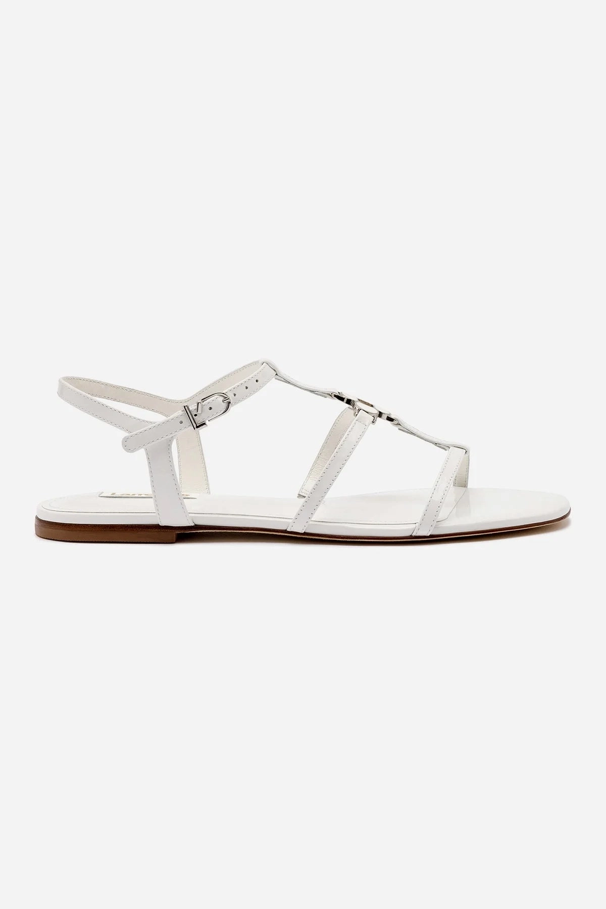Wave Glow Walking Footwear Hana Flat In White Patent Leather
