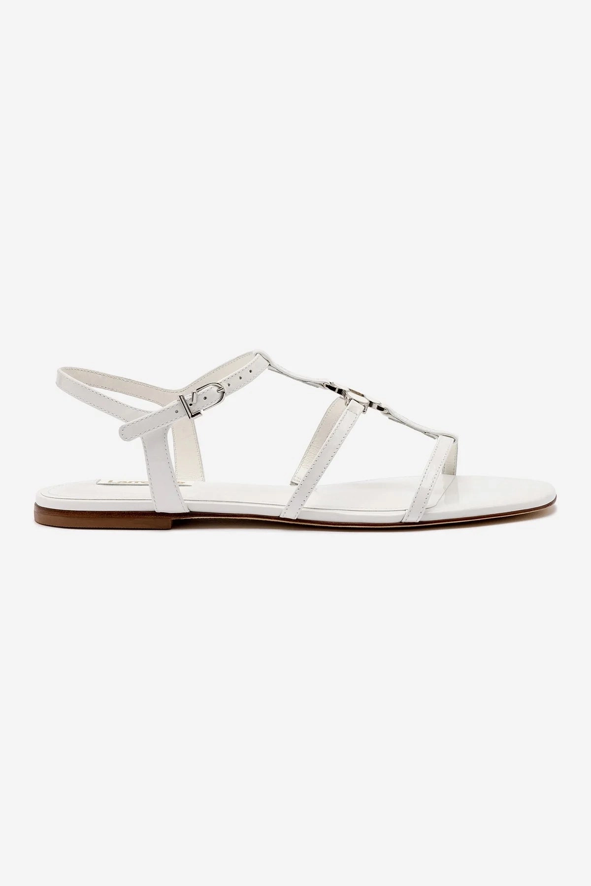 Easy Footwear Elegant Comfort Hana Flat In White Patent Leather