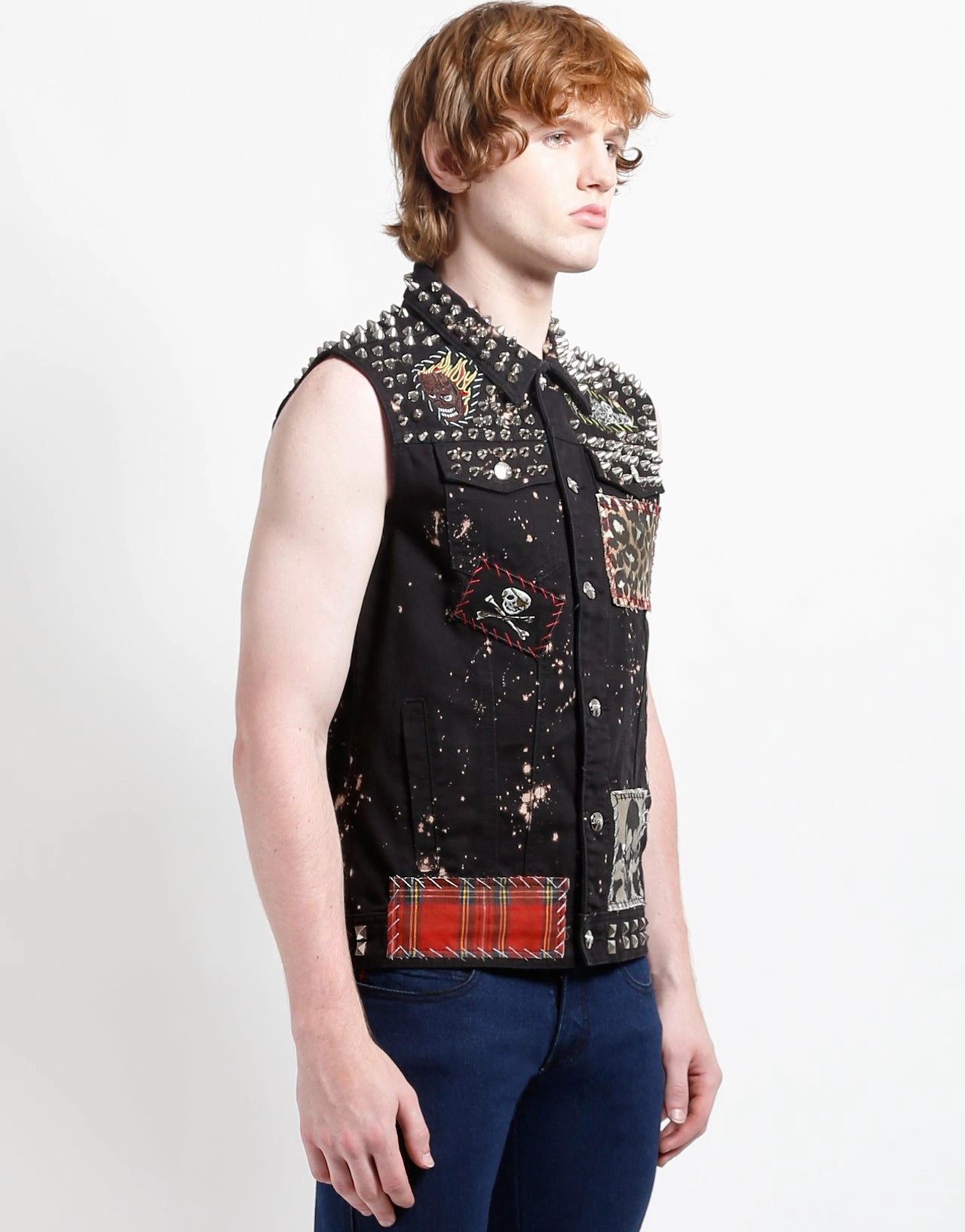 HAND STUDDED PUNK VEST Luxurious Feel PaddedInsulation