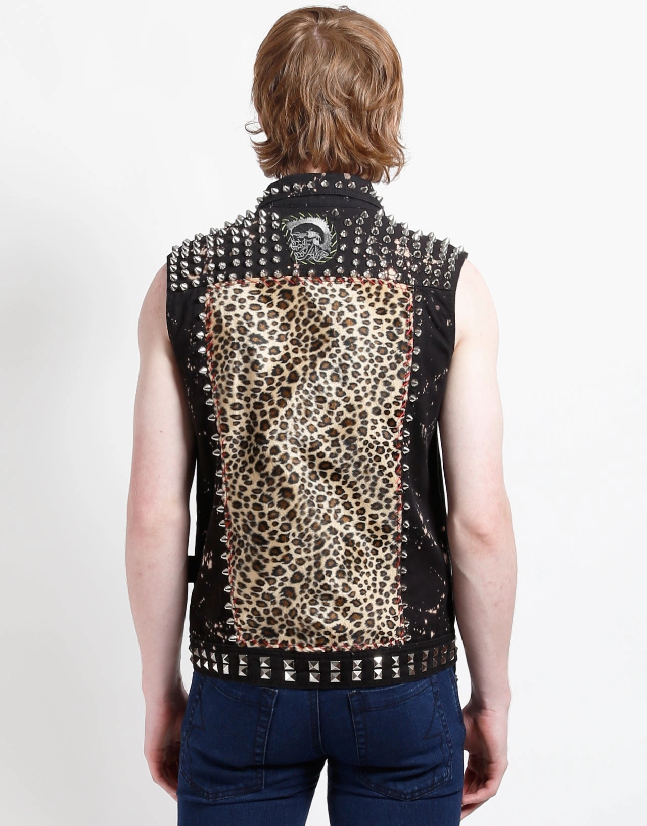 Stretch Knit Material HAND STUDDED PUNK VEST
