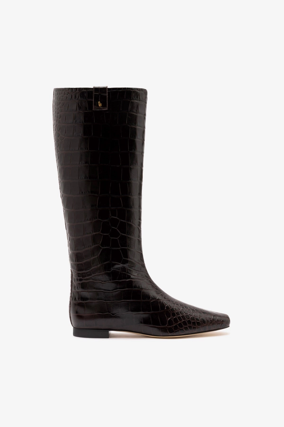 Comfortable Touch Alexis Flat Boot In Brown Croc Leather