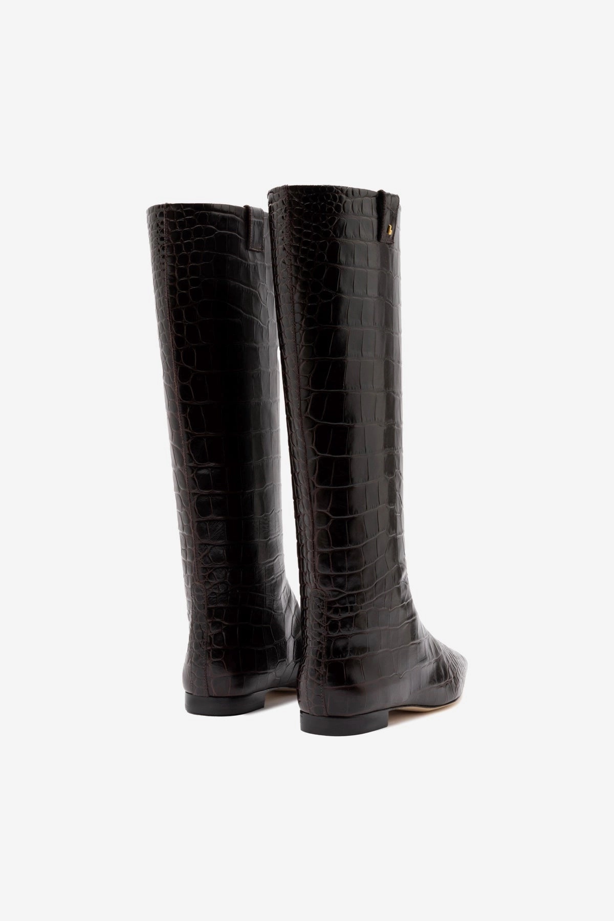 Alexis Flat Boot In Brown Croc Leather Cushioned Step Night Travel