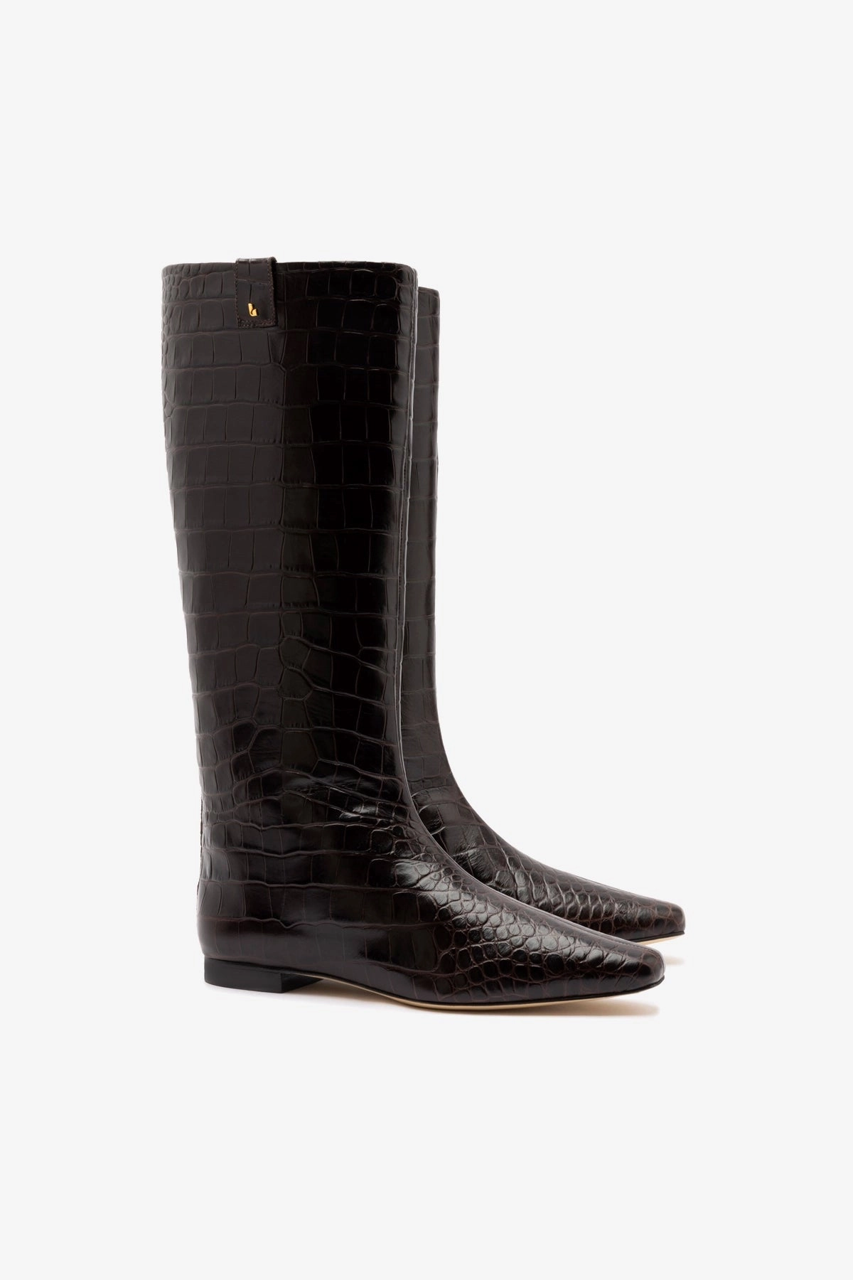 Industrial Site Alexis Flat Boot In Brown Croc Leather