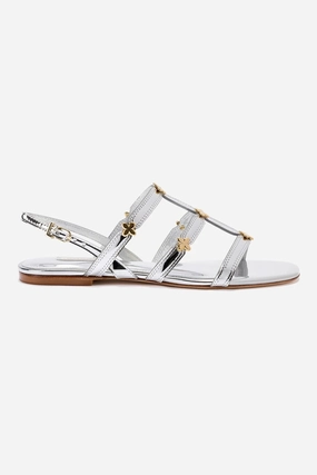 Harmony Flat Sandal In Silver Specchio Stabilizing Arch Anti microbial coating