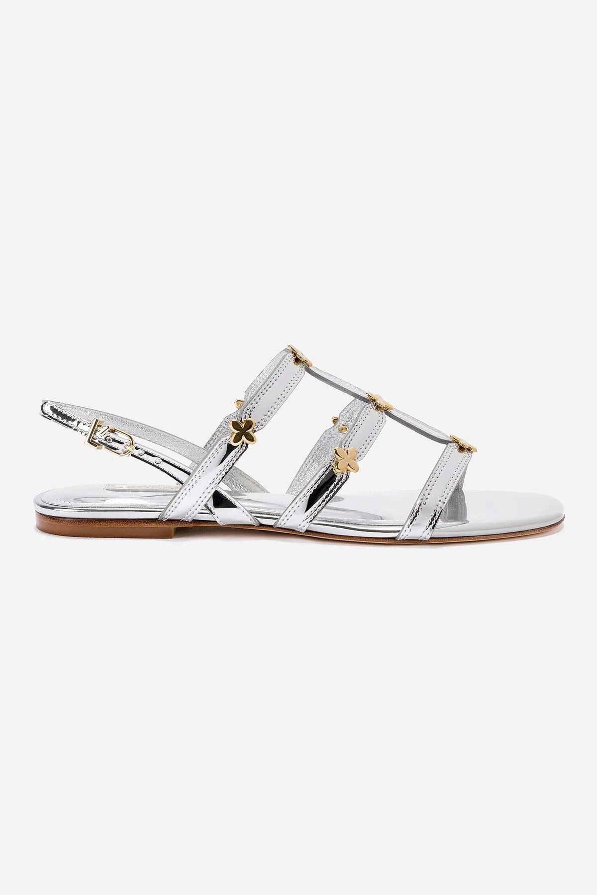 Fashionable Look Bride Side Harmony Flat Sandal In Silver Specchio