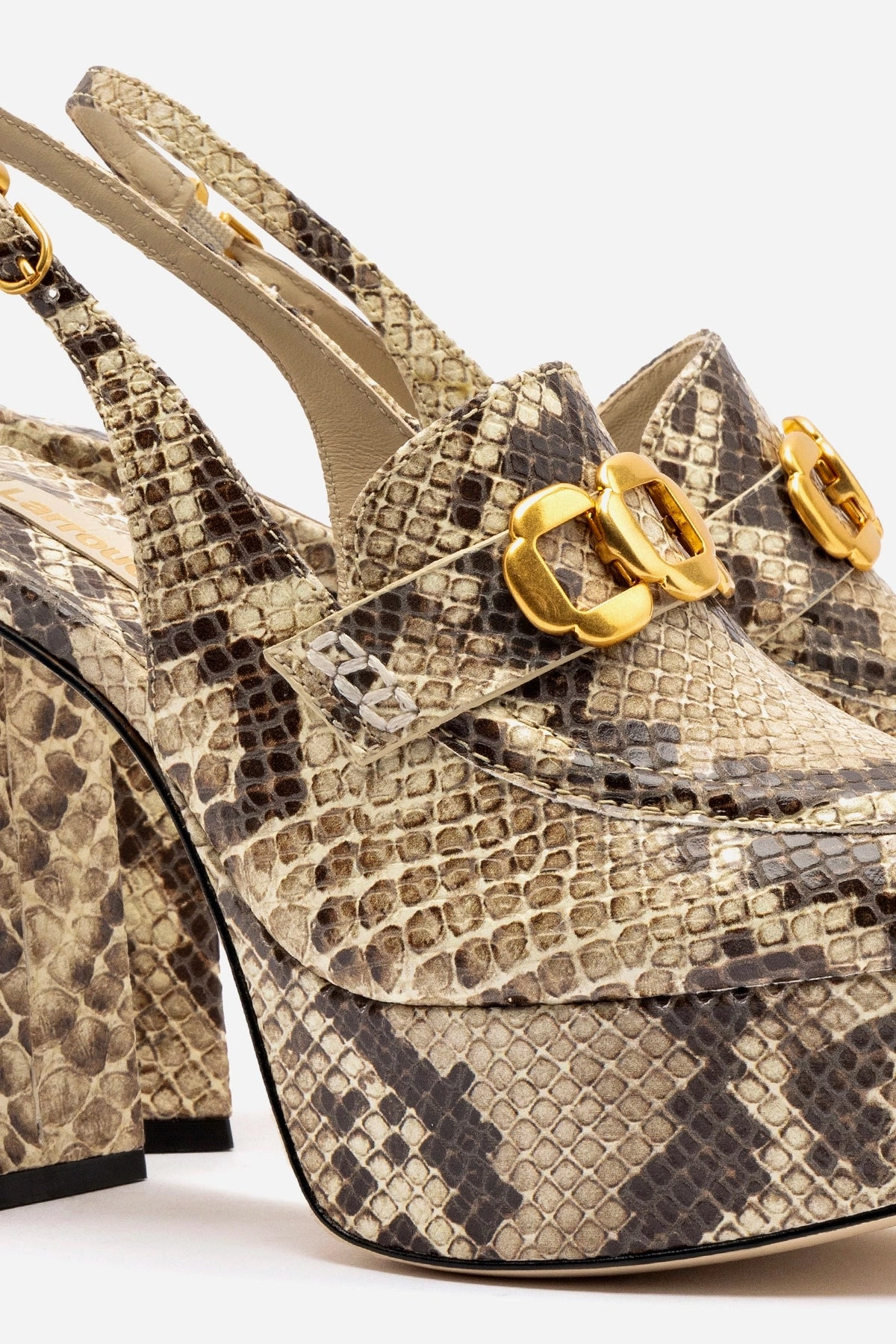 Harrington Loafer Hi In Neutral Snake Stamped Leather Step Even Spanish Made