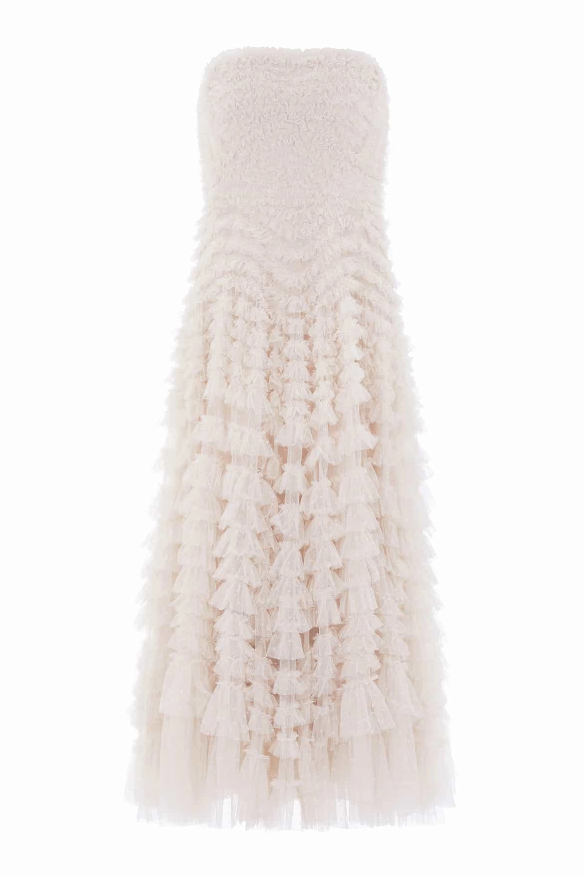 Hattie Ruffle Strapless Ankle Gown Warm Season