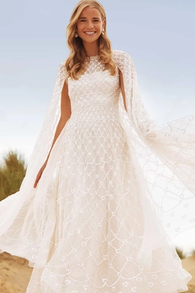 Mood Focused Smart Edge Heart Lattice Ankle Gown