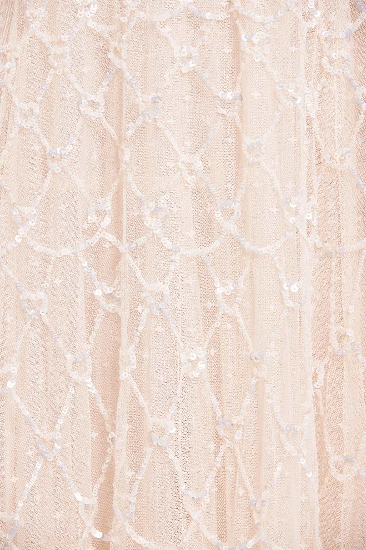 Natural Light Heart Lattice Ankle Gown