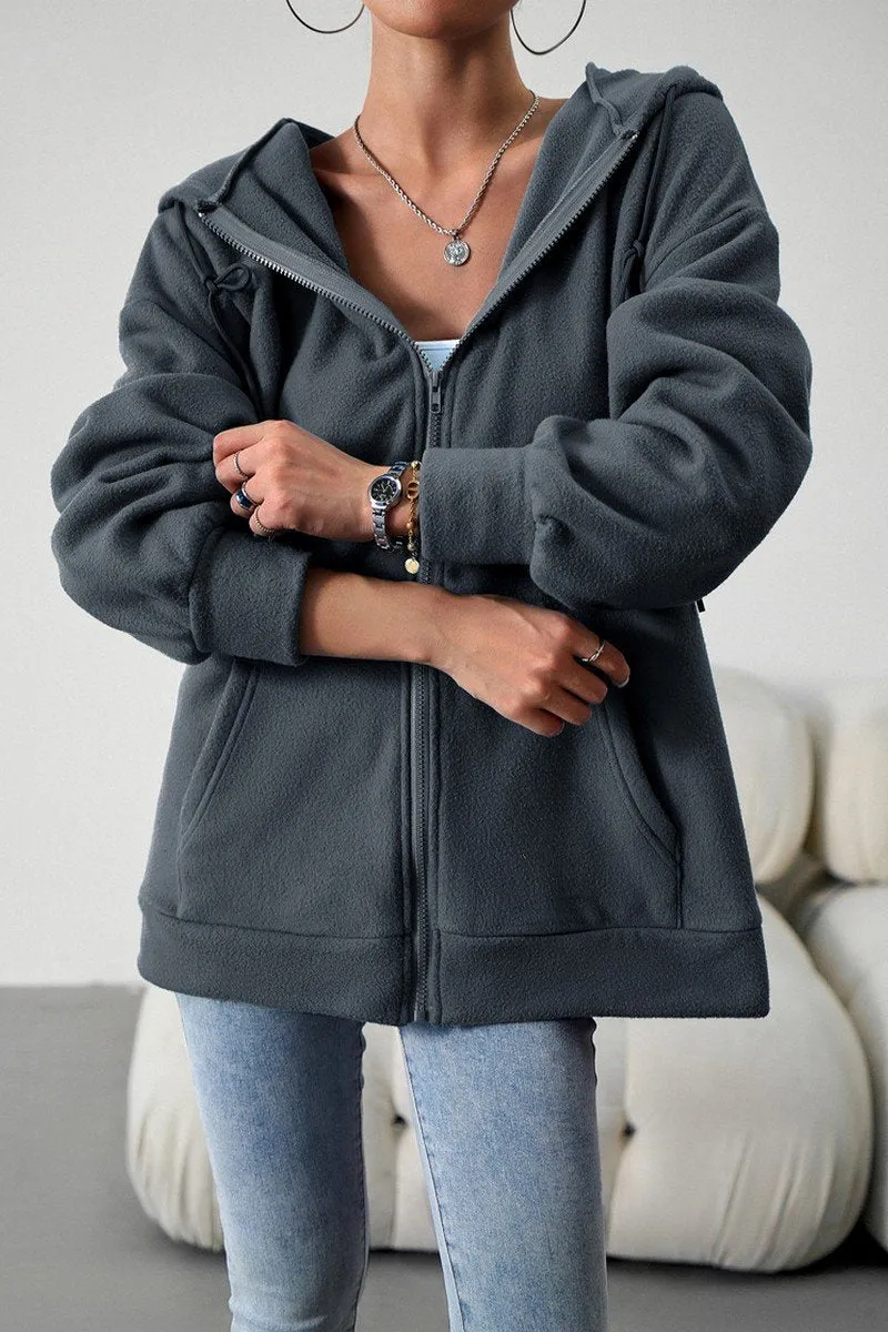 Safari WOMEN OVERSIZED LOOSE FIT ZIP UP HOODIE JACKET