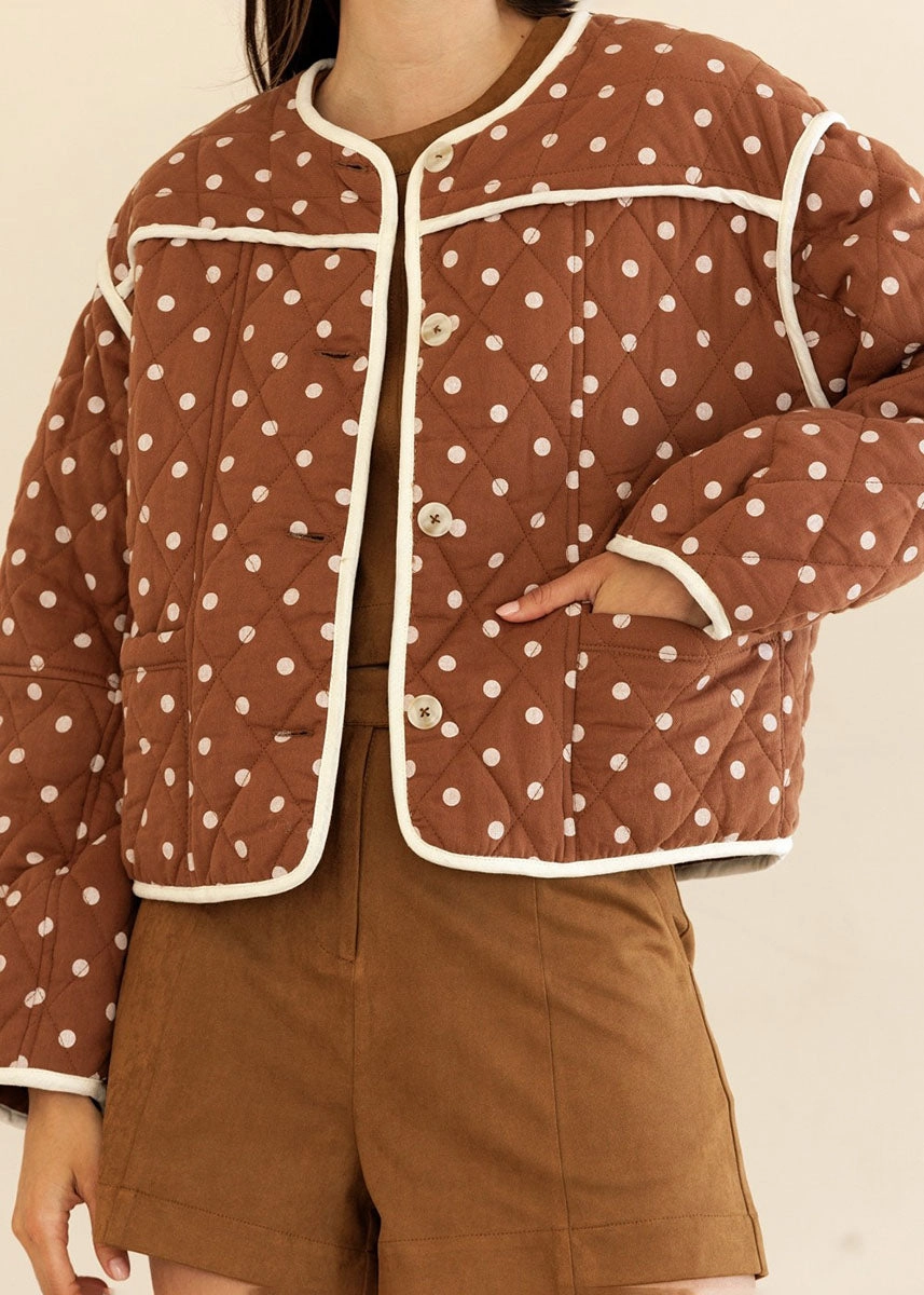Wren Quilted Polka Dot Jacket - Brown Sand Rugged Comfort Anti Static Inner Layer