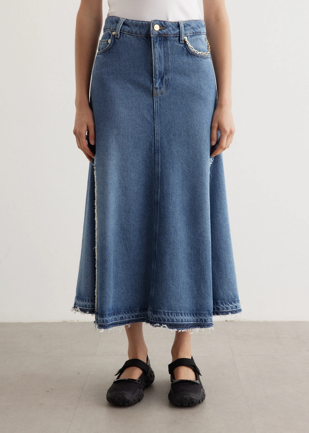 Outfit Ready Style Heavy Denim Midi Skirt