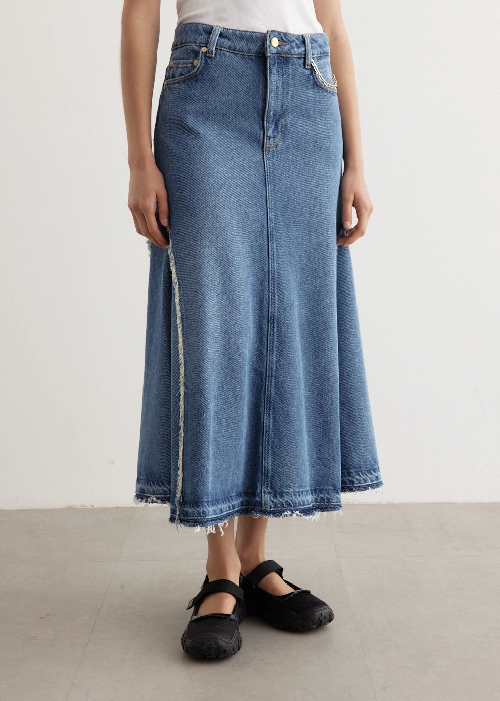 Classic Wear Slim Heavy Denim Midi Skirt