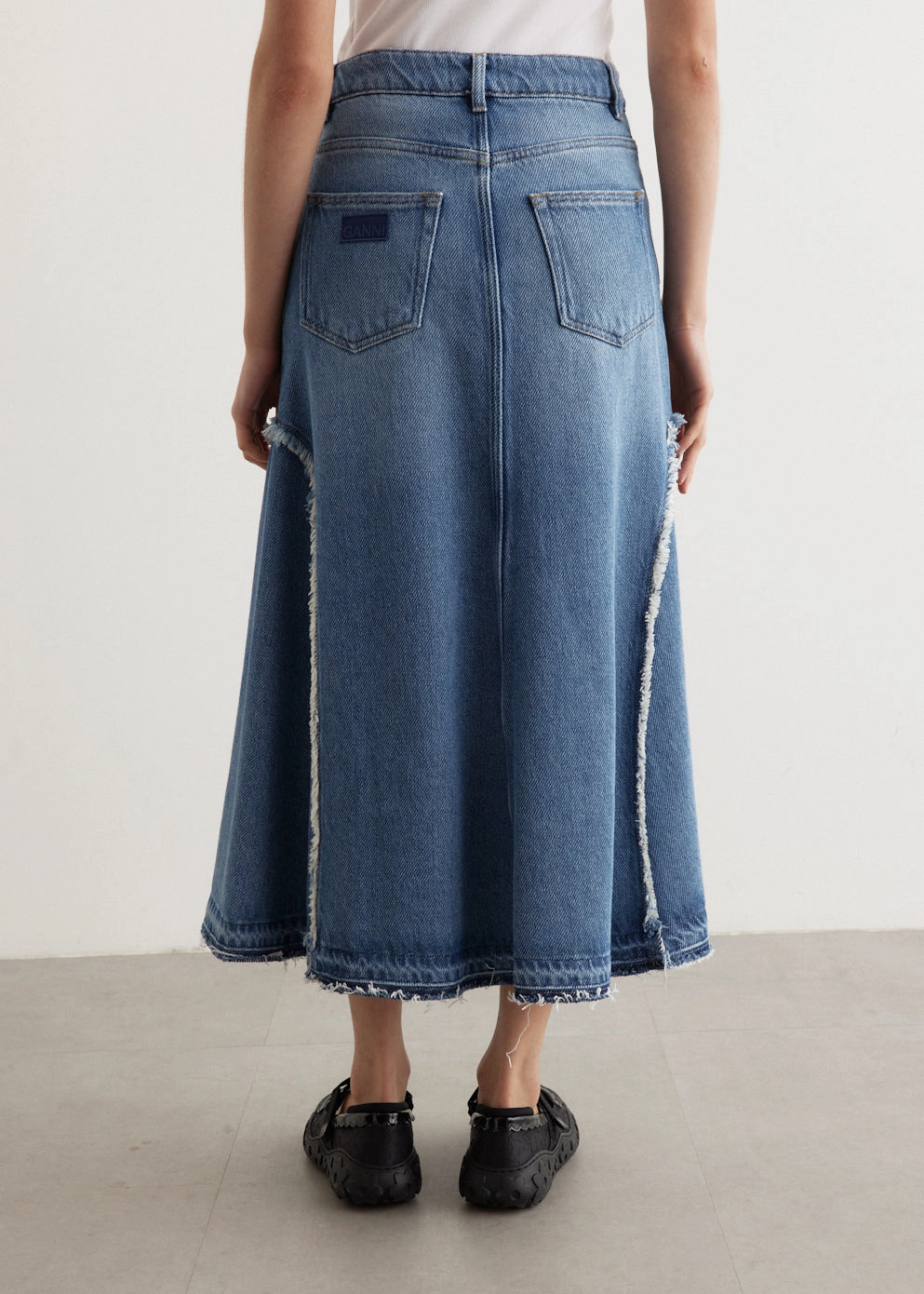 Holiday Vibes Stretch Heavy Denim Midi Skirt