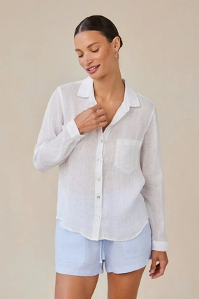 Oversized Collar Layered Collar System Linen Pocket Button Down