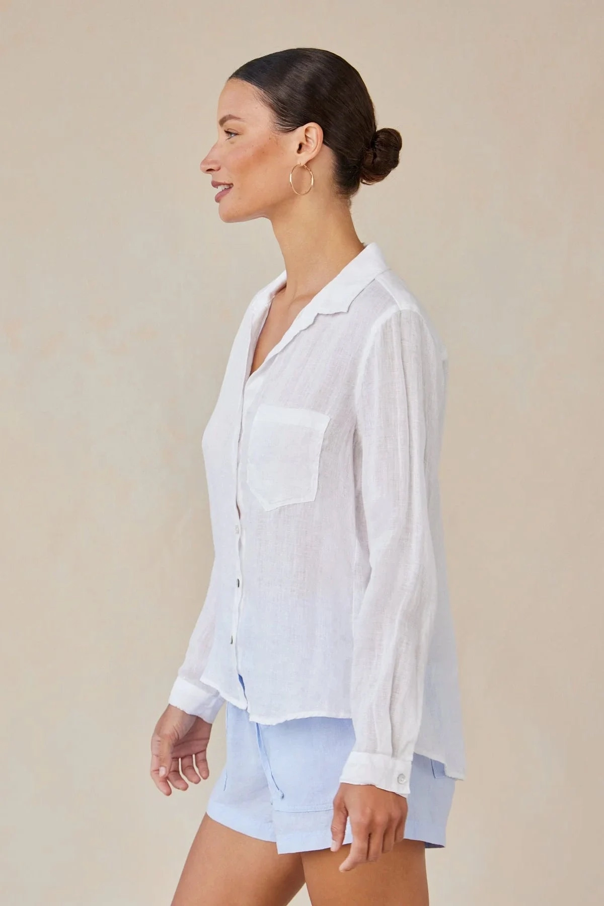 Linen Pocket Button Down Tension Balanced Design