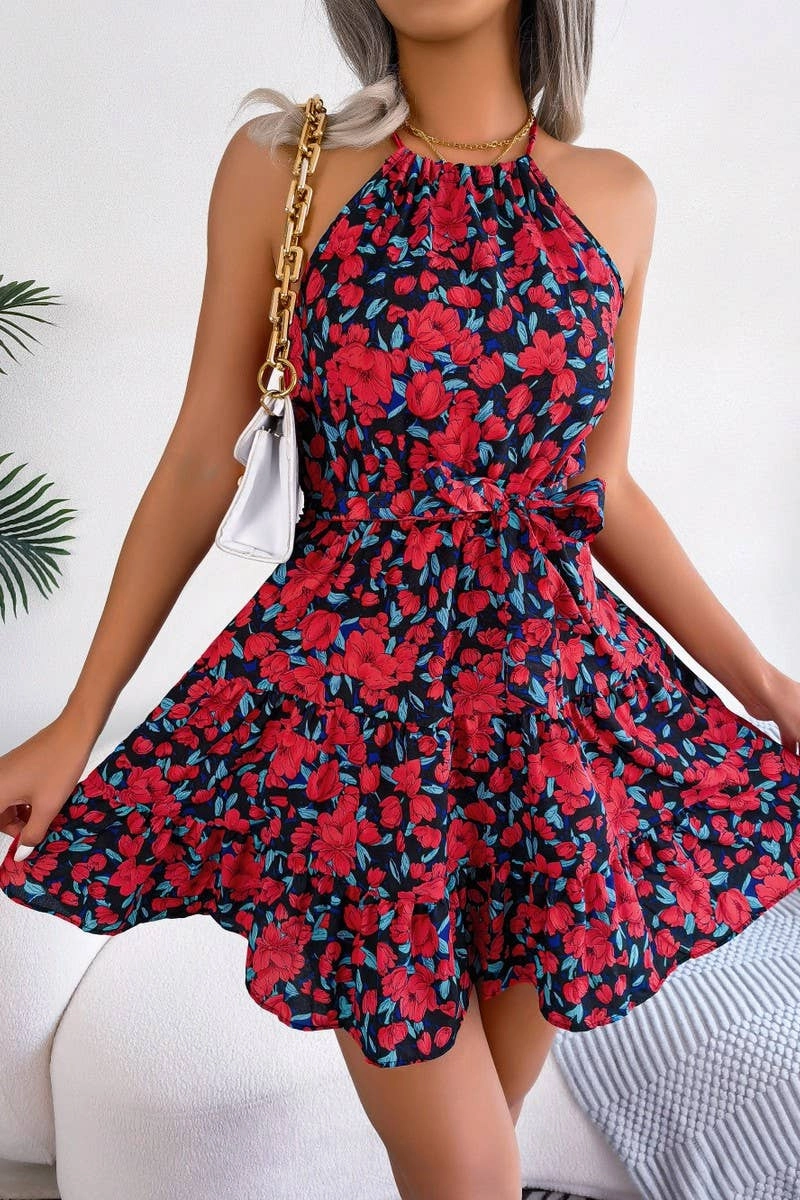 Feminine Fit Bold Mood CASUAL FLOUNCY LARGE FLORAL DRESS_CWDSD2531