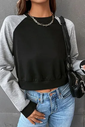 WOMEN COLOR BLOCK SLEEVED CROP DAILY T SHIRT CompressionSupportWeave