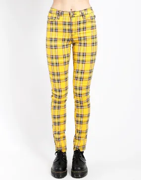 HIGH WAIST T-BACK JEAN YELLOW PLAID No Sagging MachineWashableFabric