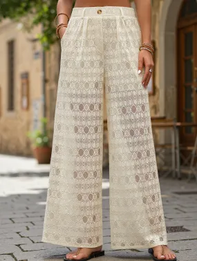 High-waisted loose lace wide-leg pants Easy Flex Design No Gap Waistband