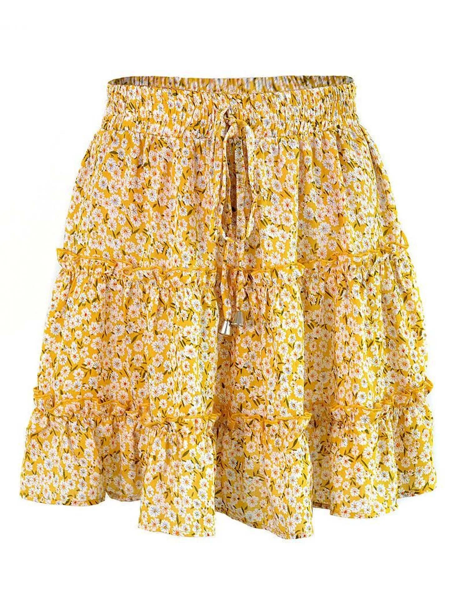 HIGH WAISTED RUFFLED FLORAL A LINE SHORT SKIRT Lightweight Material Wardrobe Essential