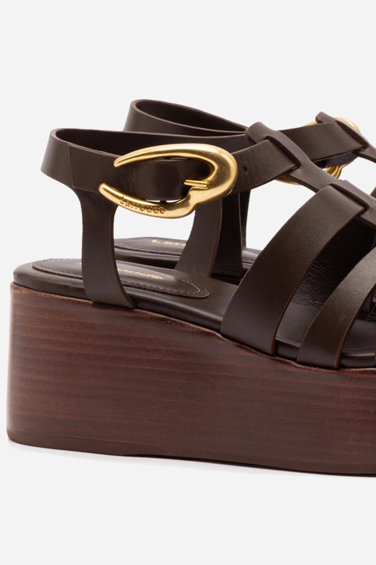 Stevie Verona Flatform Sandal In Brown Leather quick dry
